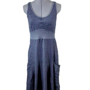 Loutie vintage asymmetrical hem linen sun-dress, XS